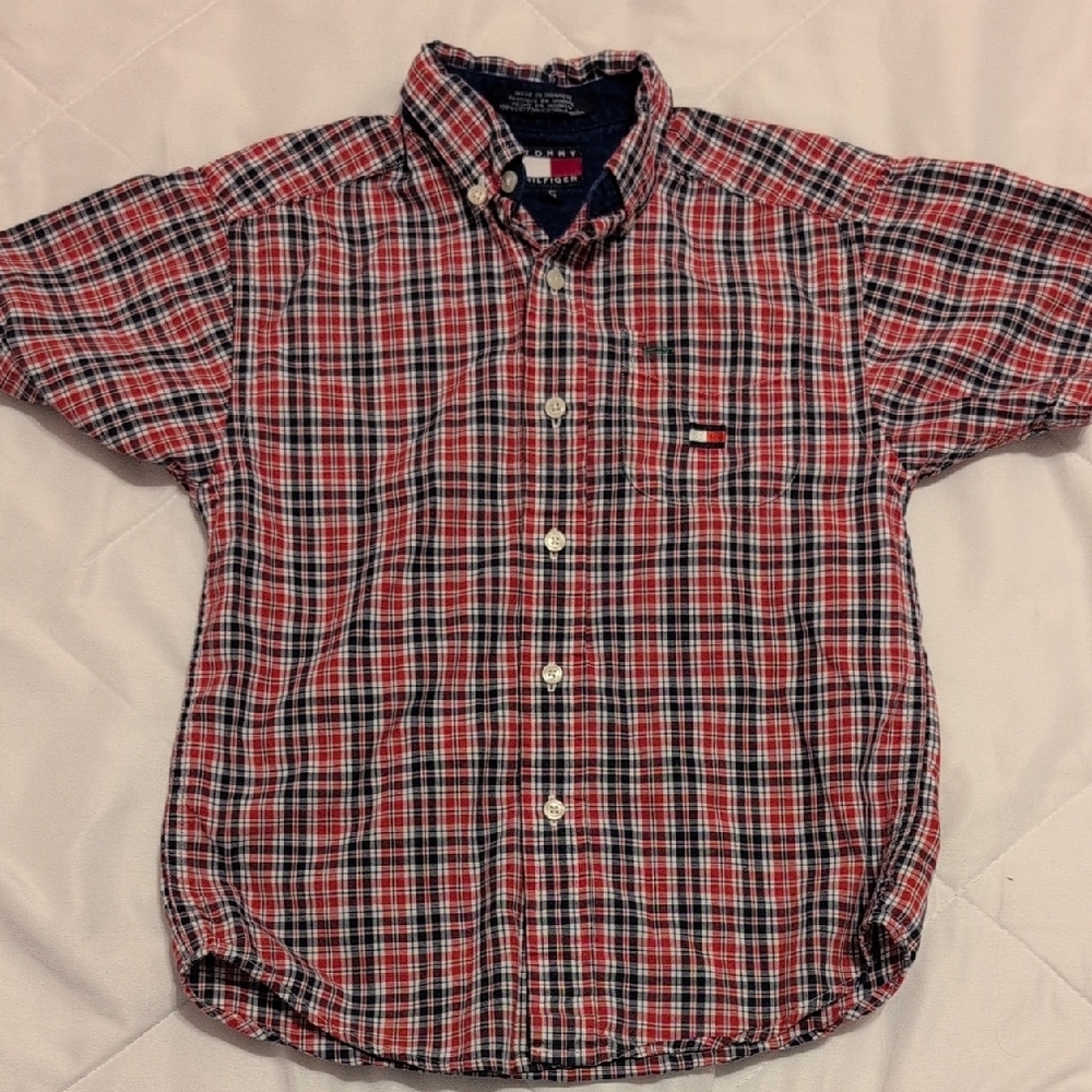 Tommy Hilfiger Red and Blue Button Down Shirt
